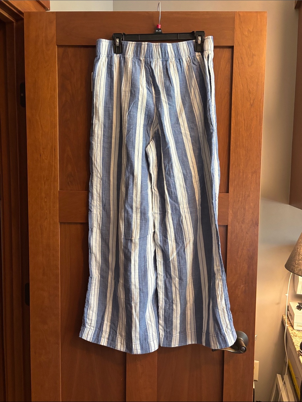 NWT Old Navy Wide Leg High-Rise Full Length Comfort Waistband Med Blue/White - Picture 4 of 12